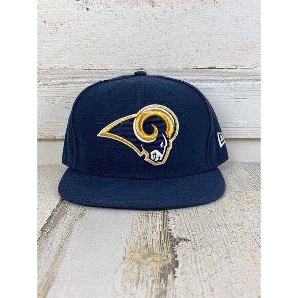 New Era 59Fifty St. Louis Rams Fitted Hat 7 1/8 Navy Blue NFL Football Cap NEW - Picture 1 of 5